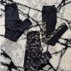 3-Piece Active Leggings Bundle – Camo & Mesh Accents ✨